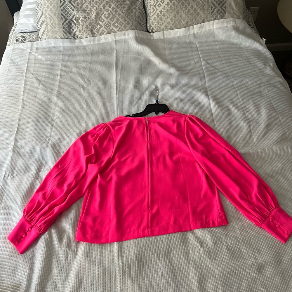 Marled Fuchsia Long Sleeve Blouse - Picture 5 of 14